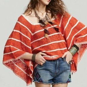 Free People La Bonita Lace / Crochet Poncho Sz S